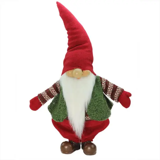 Northlight Gnome with Pointy Hat and Sweater Vest Christmas Figure - 22" - Red and Green {1}