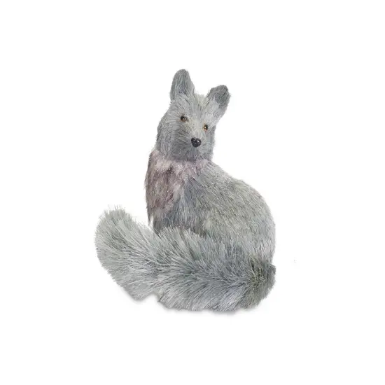 Diva At Home Glittered Fox Christmas Figurine - 8.75" - Light Gray Silver {1}