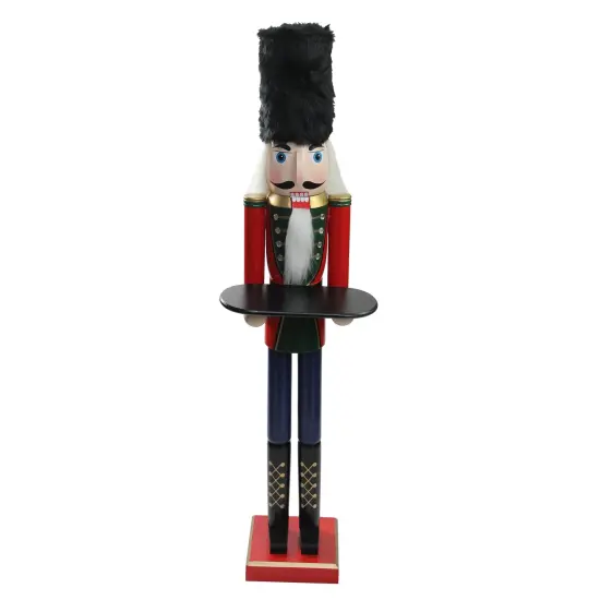 Northlight 48.25" Red and Black Christmas Butler Nutcracker with Tray {1}