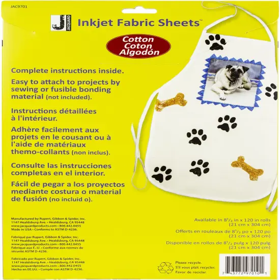 Jacquard Inkjet Fabric Sheets 8.5"X11" 10/Pkg-100% Cotton Percale {2}