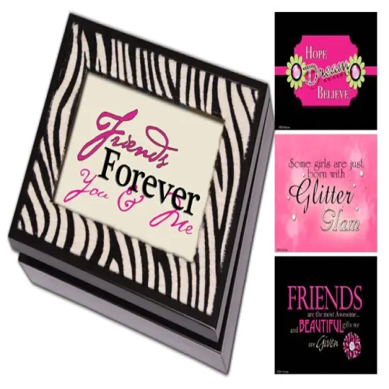 Roman 8" Black and Faux Zebra I'm So Excited Digital Music and Jewelry Box Multi {1}