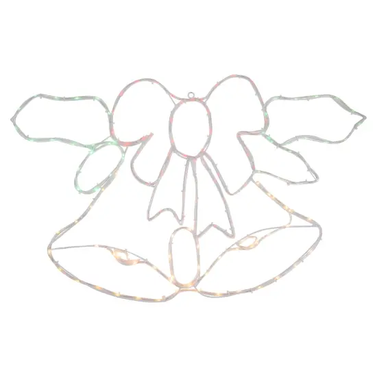 Northlight 34" Lighted Christmas Bell and Bow Window Silhouette Decoration Red {4}