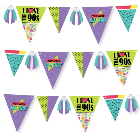 Big Dot of Happiness 90's Throwback - DIY 1990s Party Pennant Garland Decoration - Triangle Banner - 30 Pieces {1}