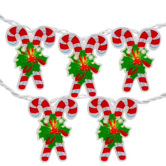 Northlight Candy Cane Christmas Light Set - Clear - 6' White Wire - 10ct Red {3}