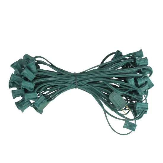 Northlight Commercial Grade C7 Christmas Light Socket Set - 50' Green Wire - 18 Gauge {3}