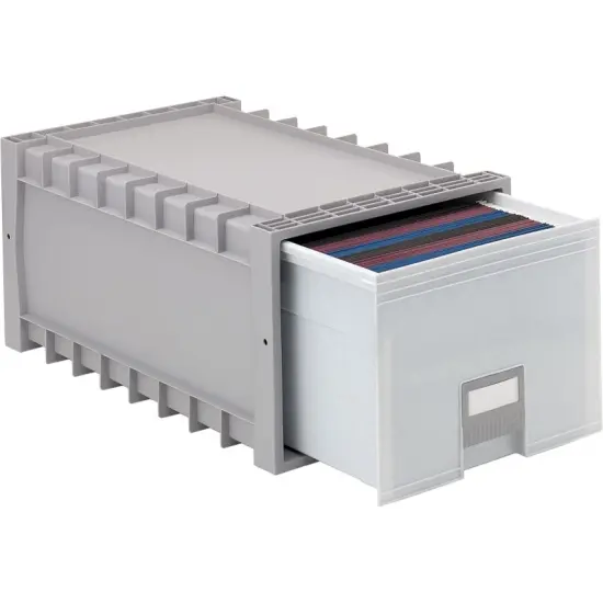 Plastic Archive Storage Box, Letter/Legal, 24-Inch Drawer, Gray {1}