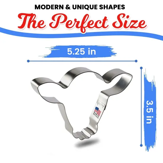 Steer Head Cookie Cutter 5.25 in B1597, CookieCutter.com, Tin Plated Steel, Handmade in the USA {3}