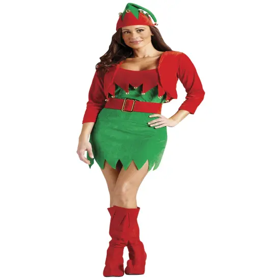 Fun World Red and Green Elfalicious Elf Women Adult Christmas Costume - Medium {3}