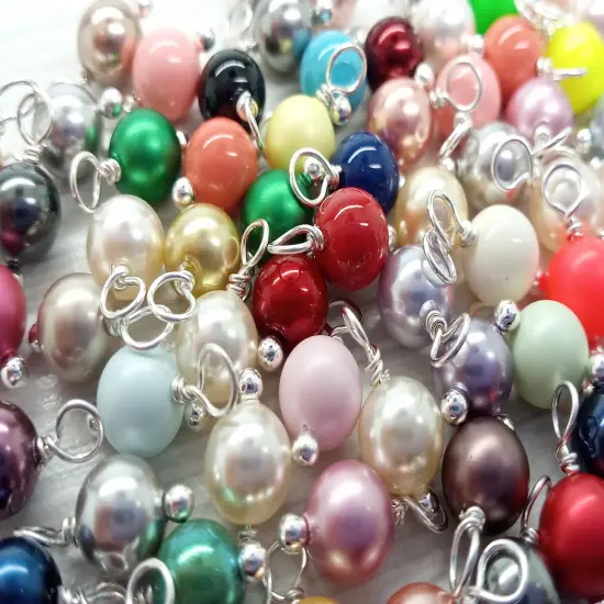 Pearl Charm Grab Bag, 25 pieces, 6mm Crystal Pearl Dangle Mix, Adorabilities {5}