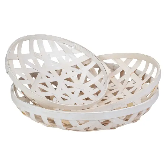 Northlight Round Lattice Tobacco Baskets - Cream White - Set of 3 {1}