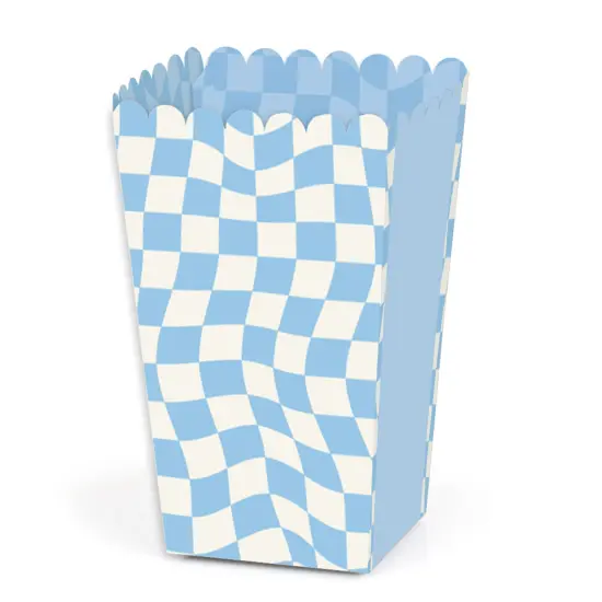 Big Dot of Happiness Blue Checkered Party - Favor Popcorn Treat Boxes - Set of 12 {1}