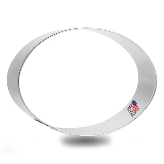 Oval Cookie Cutter 4 in by 2.75 in B0708, CookieCutter.com, Tin Plated Steel, Handmade in the USA {1}