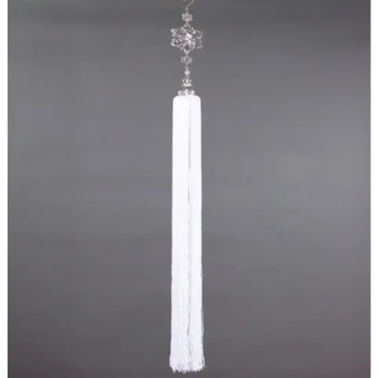 Melrose 42" Clear and White Snow Drift Exquisite Crystal Snowflakes with Tassel Christmas Ornament {1}