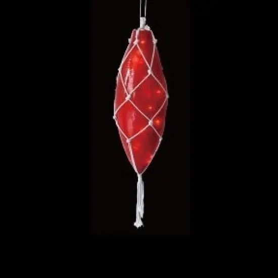 Barcana Lighted Macrame-Style Hanging Finial Christmas Decoration - 23" - Red - Warm White - White Wire {1}