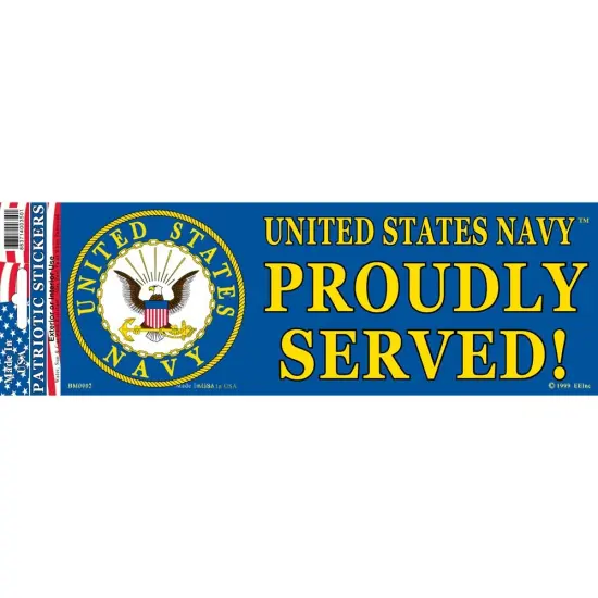 United States Navy Proudly Served Bumper Sticker 3"X6-1/2" {1}
