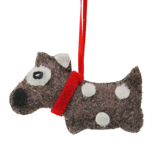 Northlight 3.75" Brown and White Polka Dot Plush Dog Hanging Christmas Ornament {1}