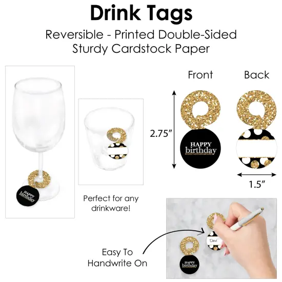 Big Dot of Happiness Adult Happy Birthday - Gold - Birthday Party Paper Charger & Table Decorations Chargerific Kit for 8 {7}