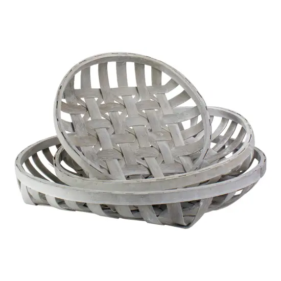 Raz Set of 3 White Washed Woven Baskets 23.5" {1}