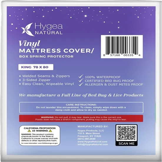 Hygea Natural 6 Gauge Vinyl Bed Bug Mattress/Box Spring Cover- King Size 78"x80"x9" {2}