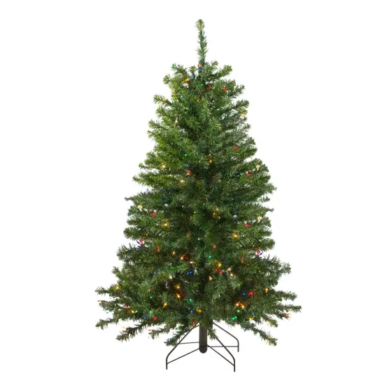 Northlight Pre-Lit Full Canadian Pine Artificial Christmas Tree - 4' - Multicolor Lights Green {3}