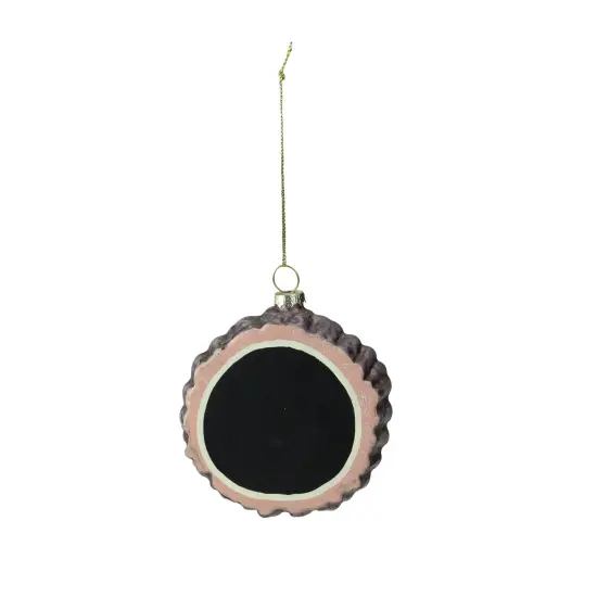 Melrose Round Chalkboard Tree Stump Glass Christmas Ornament - 3.5" Brown {1}