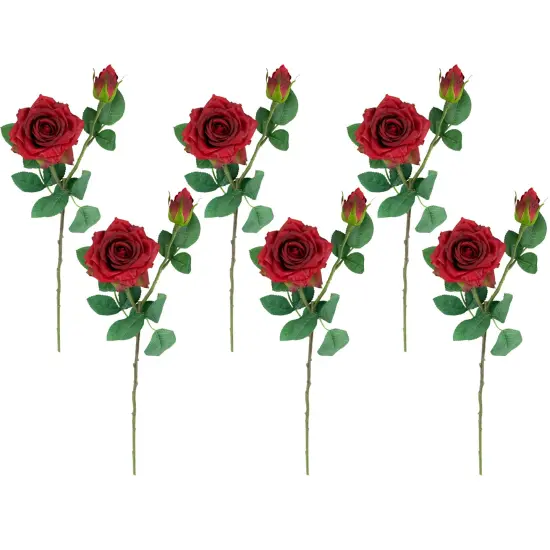 Northlight Real Touch&trade; Red Artificial Rose Stems, Set of 6 - 19" {1}