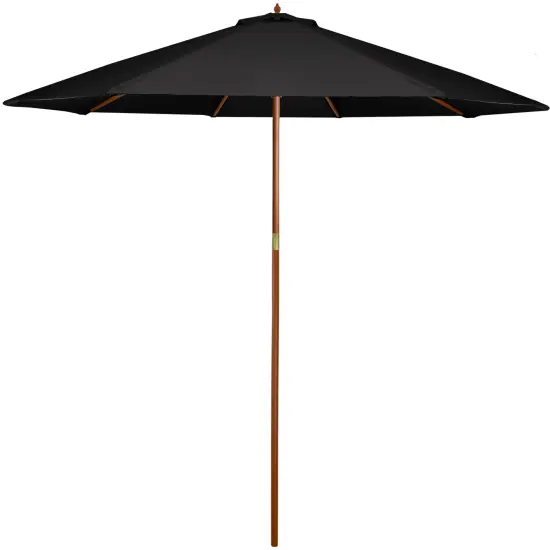Northlight 8.5ft Outdoor Patio Market Umbrella with Wooden Pole, Black {1}