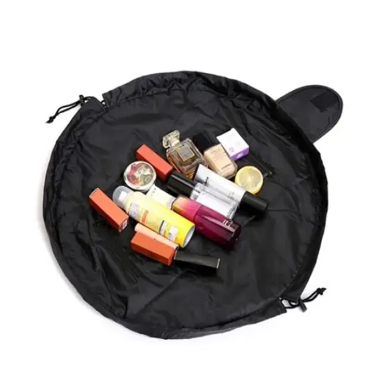 DrawstringMakeup Storage Bag Women Portable Travel Black Large Capacity Portables Handbag Storage-Bags Trendy {5}
