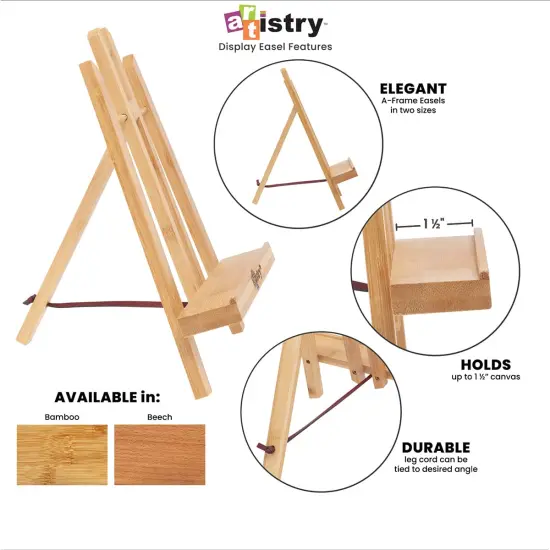 Stein Design Natural Bamboo Display Easel - Table Top Easel Stand for Painting, Adjustable A-Frame Construction, Ideal for Wedding Signage and Painting Parties {3}