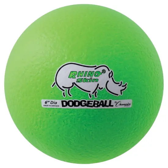 Rhino Skin&reg; 6-Inch Low Bounce Dodgeball Set, Neon Green, Set of 6 {2}