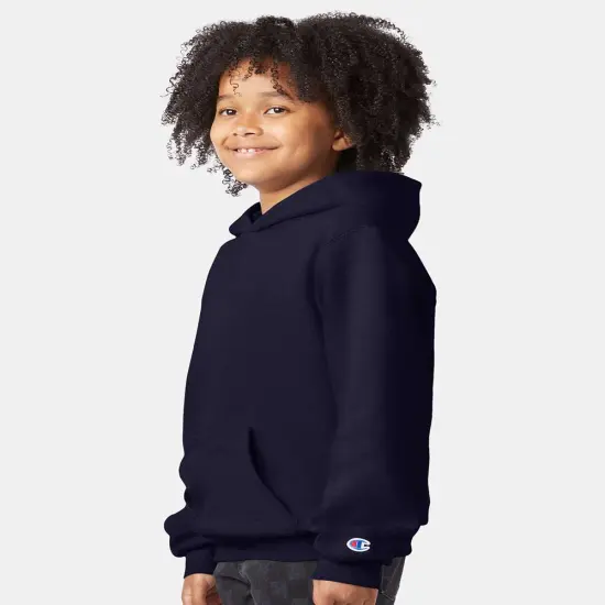 Champion&reg; Powerblend Youth Hooded Sweatshirt Black {6}
