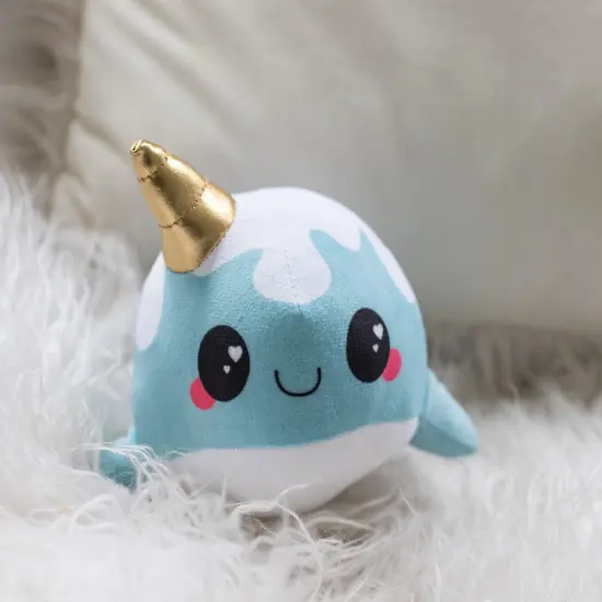 Glitter Galaxy 6-Inch Cute Ice Cream Cone Horn Blue Narwhal Collectible Plush {7}