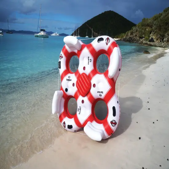 Swim Central Solstice Super Chill Quarto 4 Person Swimming Pool Float - 78" - White and Red {6}