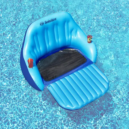 Swim Central Inflatable Blue Love Seat Swimming Pool Float with Convertible Foot Rest - 72" {5}