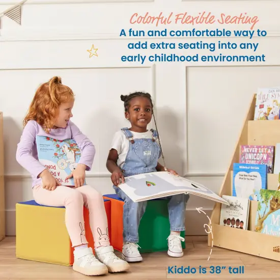 SoftZone Children's Cozy Cubes, Flexible Seating, 4-Pack Assorted {3}