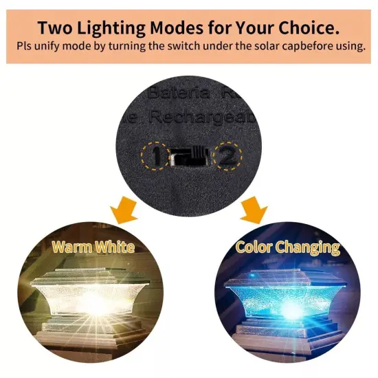 HUYIENO Solar Post Cap Lights Outdoor LED Lighting Deck Fence Two Modes {4}