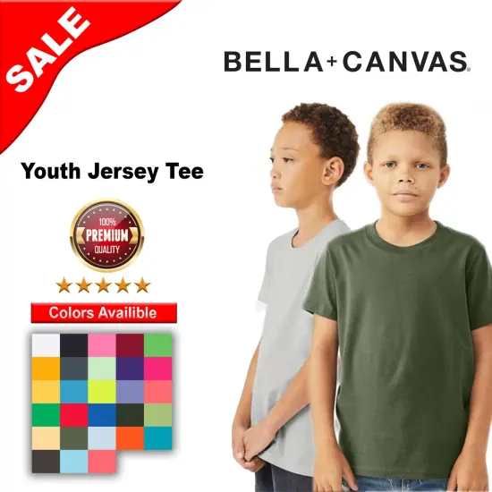BELLA + CANVAS&reg; Youth Jersey Crew Neck Short Sleeve Tee - 3001Y Military green {2}