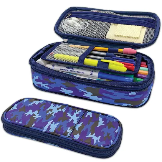 Blue Camo Pencil Case, Pack of 3 {4}
