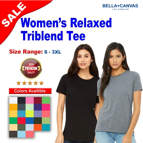 BELLA + CANVAS&reg; Women&rsquo;s Relaxed Triblend Short Sleeve Crewneck Tee True royal triblend {3}
