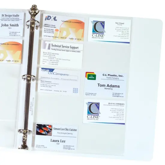 Business Card Holder, Poly without Tabs, Holds 20 Cards/Page, 11-1/4" x 8-1/8", 10 Per Pack, 10 Packs {2}