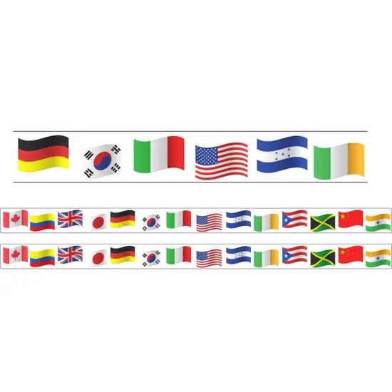 Borders/Trims, Magnetic, Rectangle Cut - 1-1/2" x 24", World Flags Theme, 24' per Pack, 2 Packs {1}