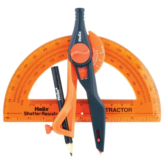 Plastic Locking Compass & Protractor Set, 5 Sets {6}