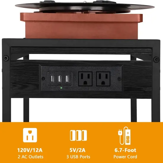 Record Player Holder Stand End Table with Vinyl Storage Black {4}