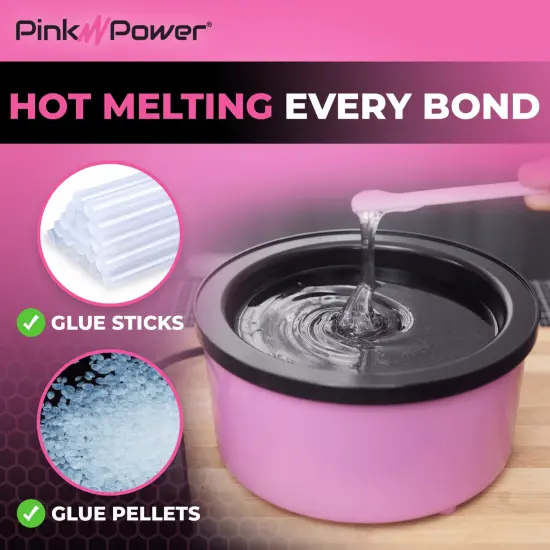 Pink Power Electric Hot Glue Pot for Crafts with Adjustable Temp 225-400 F - 160ml Hot Glue Skillet for Crafting - Glue Guns for Crafters - Mini Electric Skillet {4}