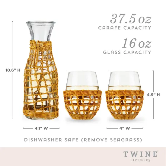 Island Carafe & Stemless Wine Glass Set  {5}