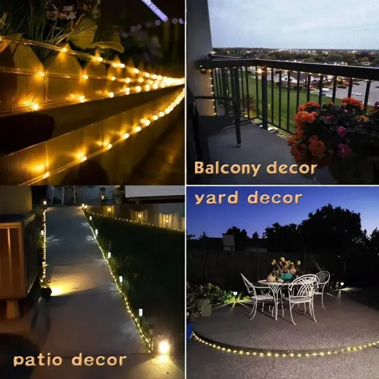 Solar Rope Light Waterproof IP65 39FT 100LEDs Outdoor LED &lrm;Solar Outdoor Lights {4}