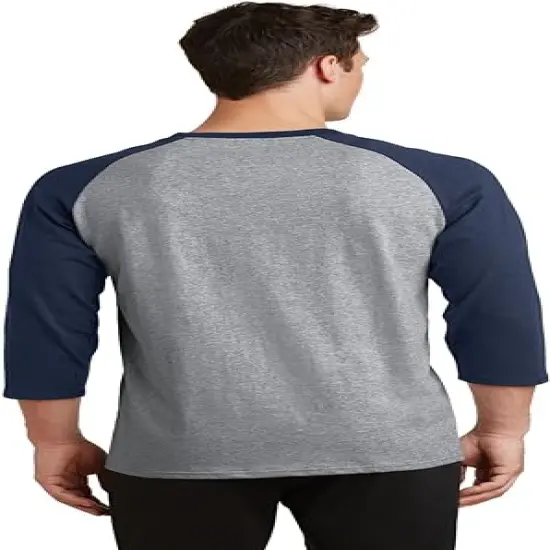 Augusta&reg; Three-Quater Raglan Sleeve Baseball Crewneck Long Sleeve Jersey Athtic hther/ maroon {6}