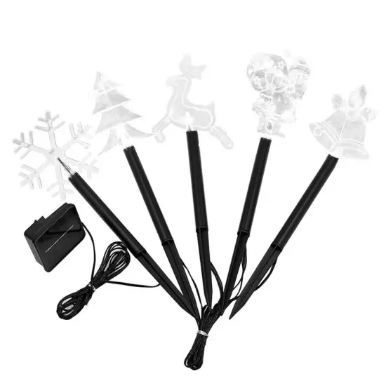 5PCS Solar Christmas Stake Light Reindeer Snowflake Bell Santa Claus Lamp Decor {1}