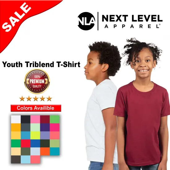 Next Level&reg; Youth Triblend Crewneck Short Sleeve T-Shirt Tahiti blue {2}