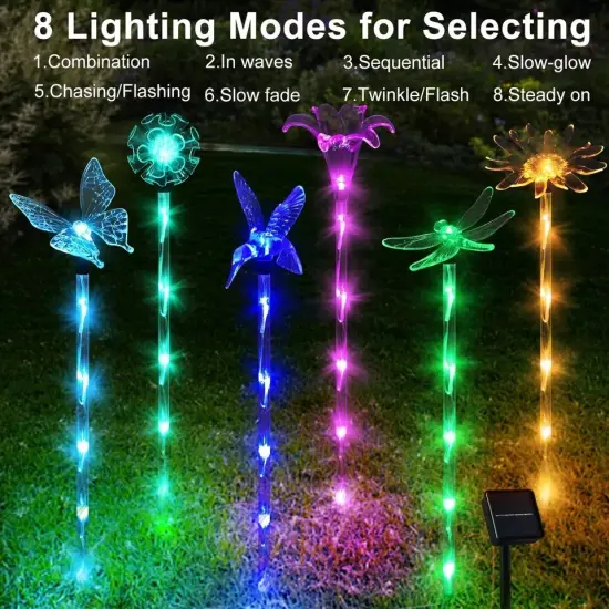 Liveasily Set of 6 Arcylic Solar Lights for Outside, Garden Decorations {5}